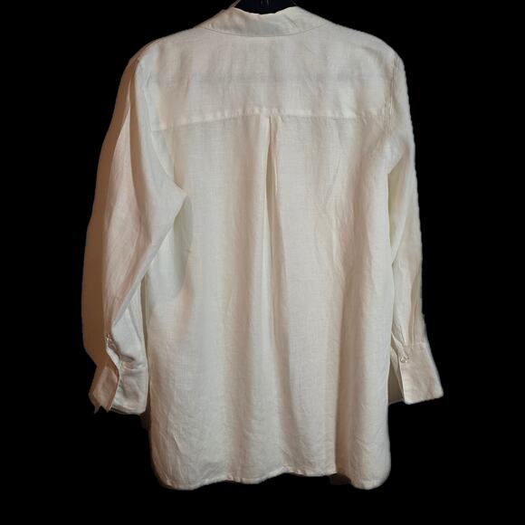 VTG Valerie Stevens 100% Linen Button Up Blouse Lagenlook Cream Size Medium - Picture 2 of 7